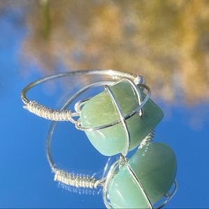 gorgeous sea foam green stone silver wire ring!